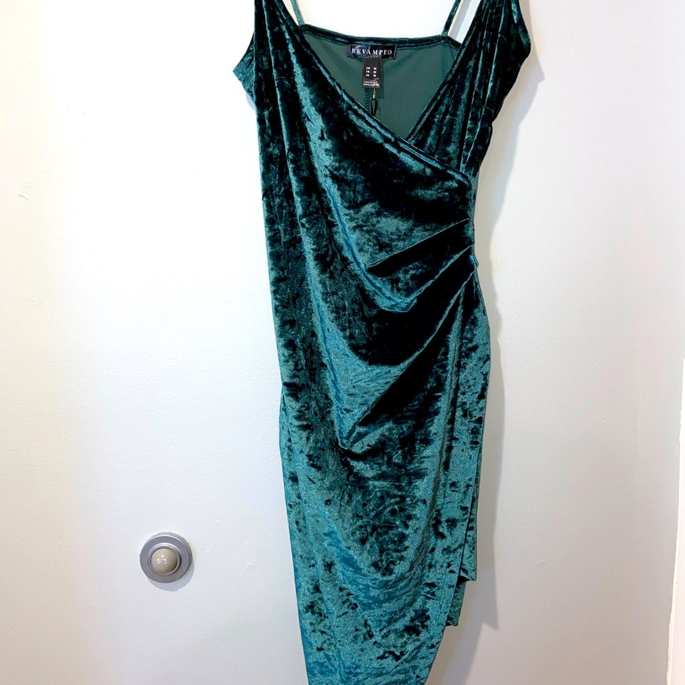 Velour Cinched Asymmetrical  Dress